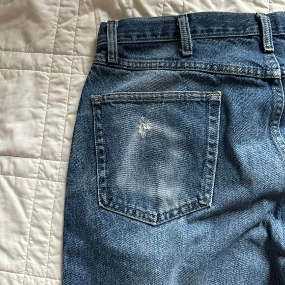 wrangler Straight leg distressed faded jeans sz 38x32 cowboy western workwear - Picture 8 of 8